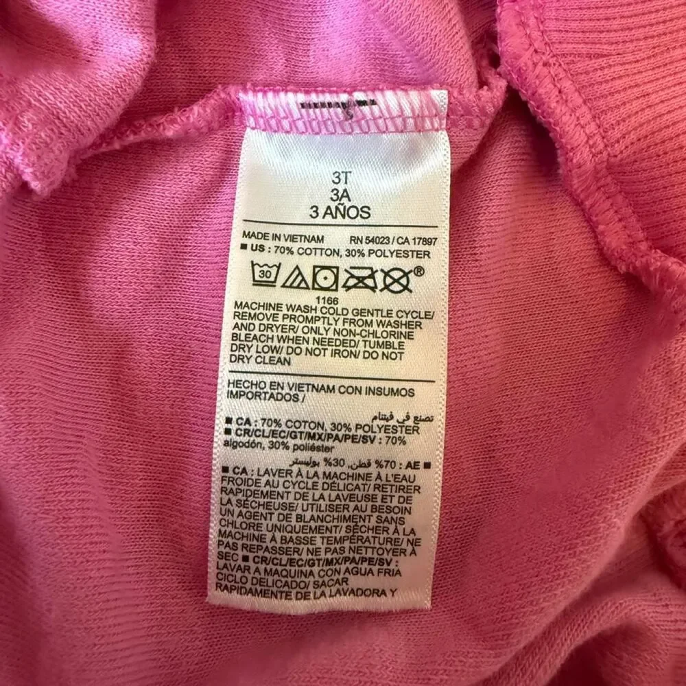 Old Navy Girls Pink Textured Puff Sleeve Sweatshirt | Size 3T